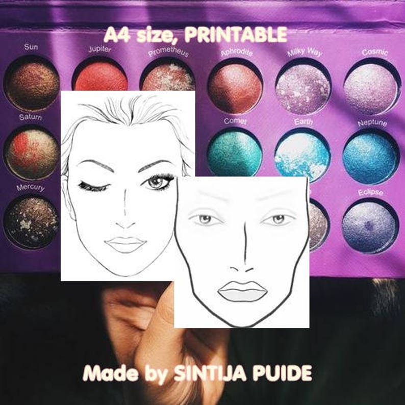 Confront Chart, Make-up Chart, Make-up Product sales Sheet, A4 sizing girls educate board for the retain the services of of training deal with portray and crank out up, PRINTABLE picture about Printable Face Painting Chart identify Confront Chart, Make-up Chart, Make-up Product sales Sheet, A4 sizing gals coach board for the employ of training facial area portray and deliver up, PRINTABLE