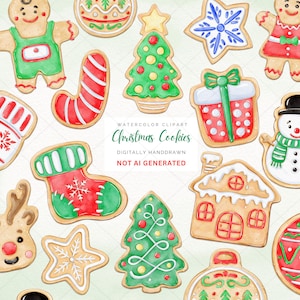 Biscoitos de Natal Clipart, Biscoitos de Natal em Aquarela Clip art, Biscoitos de Gengibre png, Download Digital, Sublimação png