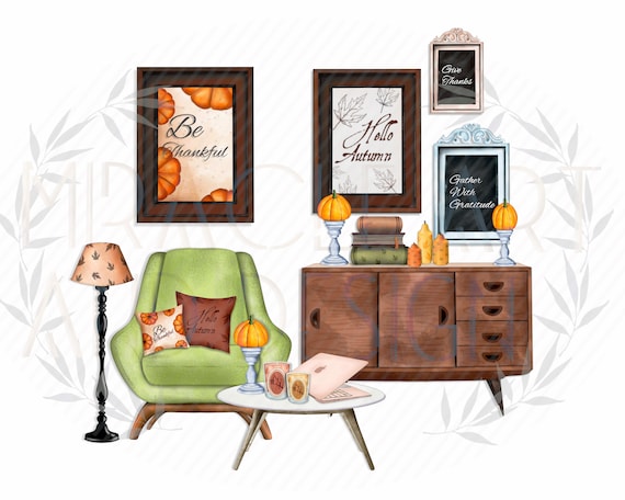 leaves Thanksgiving Watercolor Cozy Autumn clip art pumpkin spice boss girl candles planner stickers png Office fashion clipart Fall