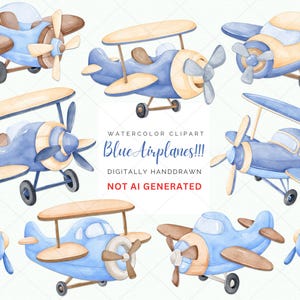 Aviões clipart, Aviões aquarela clipart, Aviões azuis png, transporte aéreo clipart png, Chá de bebê menino png, Sublimação