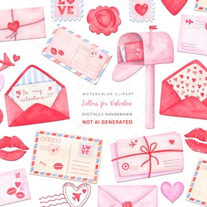 Valentinstag Mail Clipart, Buchstaben für Valentinstag Aquarell Clipart, Liebesbriefe Png, Liebe Briefkasten Clipart, Postkarte, Sublimation Png