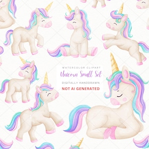 Paquete de imágenes prediseñadas de unicornio bebé, imágenes prediseñadas de unicornio de acuarela png, lindo unicornio rosa, imágenes de baby shower, imágenes png de sublimación, descarga digital
