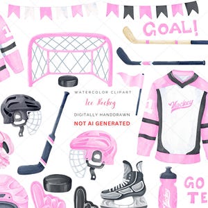 Ice hockey clipart, Watercolor Girls Hockey clipart bundle, Ice sports digital Clipart set, Ice skates Sublimation png, commercial use