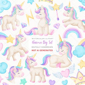 Watercolor Unicorn Clipart bundle, Cute Baby Unicorn png clipart, Unicorn  Baby Shower images, Sublimation png, Unicorn Birthday Graphics