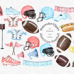 American Football Clipart Watercolor Foot Ball Soccer Rugby - Etsy