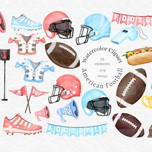 American Football Clipart, Aquarell Fußball, Fußball, Rugby Clipart, Fußballparty, Sublimation png, Vatertag, kommerzielle Nutzung