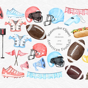 American Football Clipart Watercolor Foot Ball Soccer Rugby - Etsy