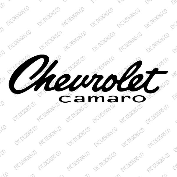 Chevrolet Camaro Logo vintage 1967 Cursive Chevrolet SVG silhouette cricut cut file