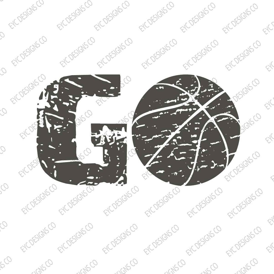 GO Basketball Distressed Logo Digital Download SVG PNG Cut and Print