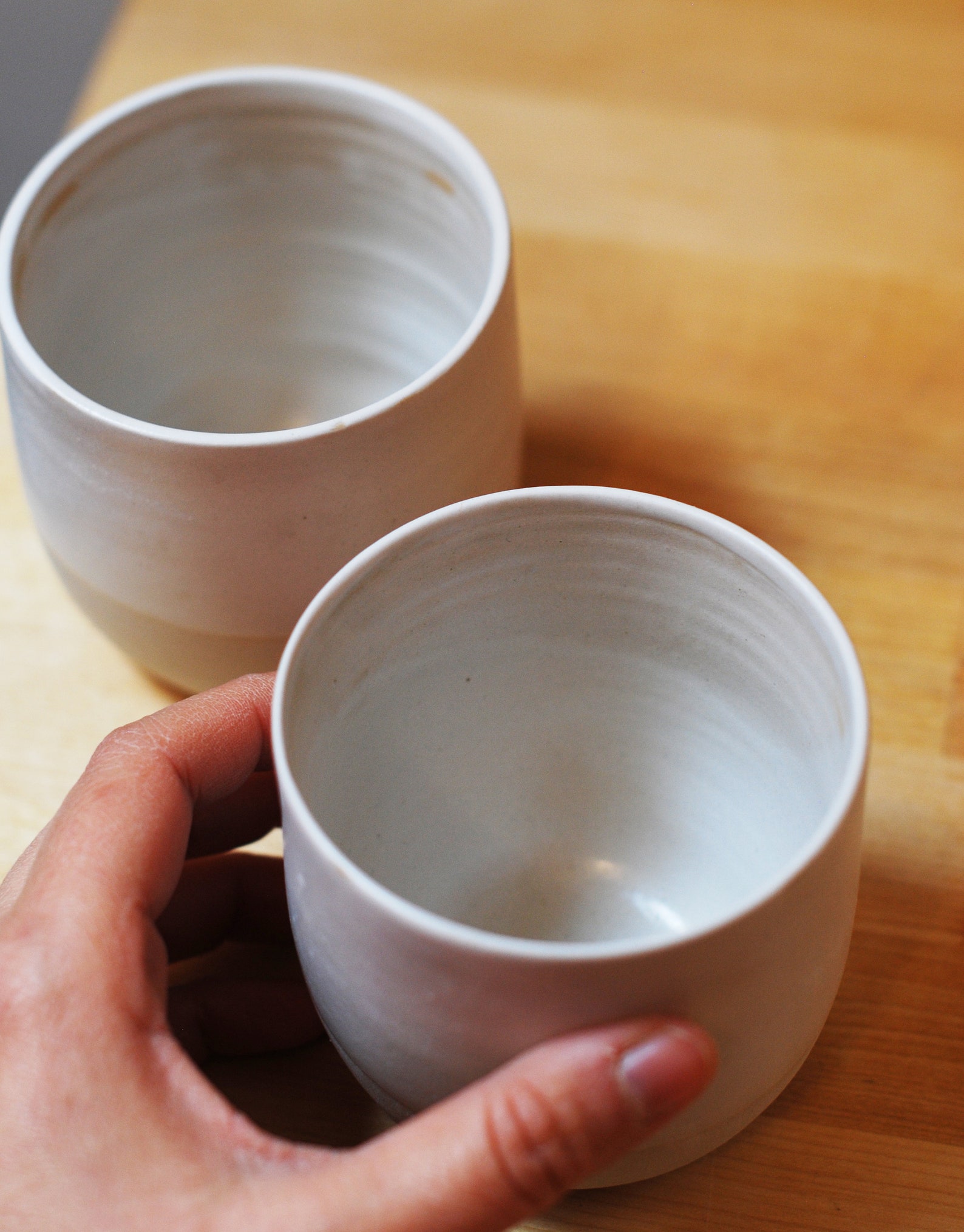 White Ceramic Mug without Handle Small Size Stoneware Etsy