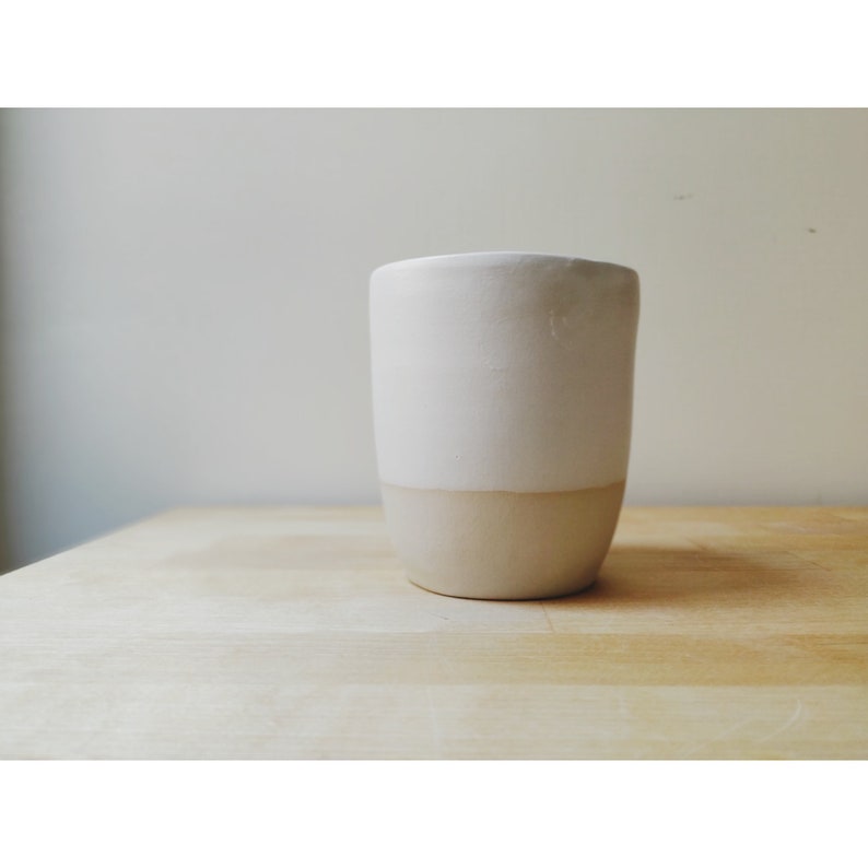 White Ceramic Mug without handle Medium Size Stoneware Etsy