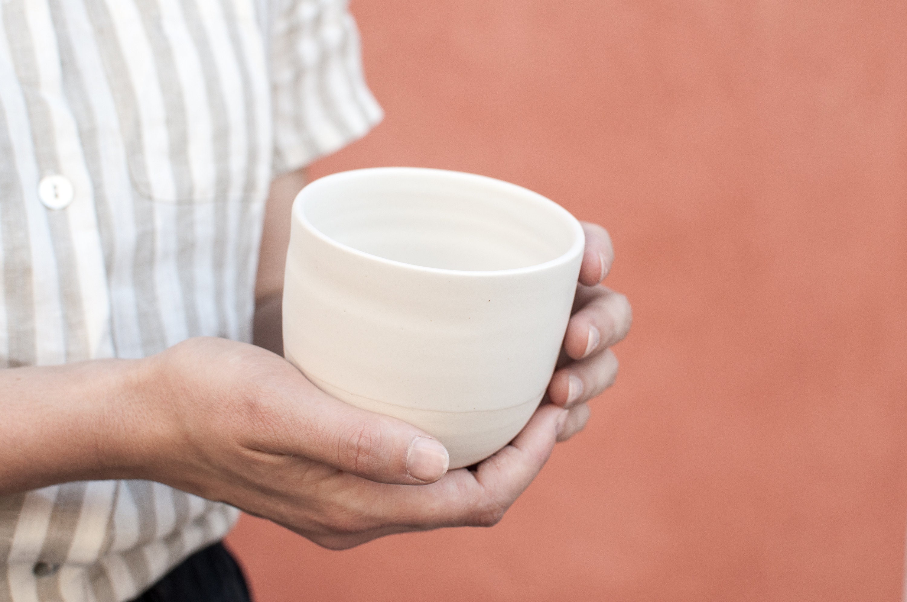 White Ceramic Mug without Handle Medium Size Stoneware Etsy