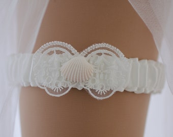 EVA Lingerie Lace Garter Blue with tulle flower and decorative stones