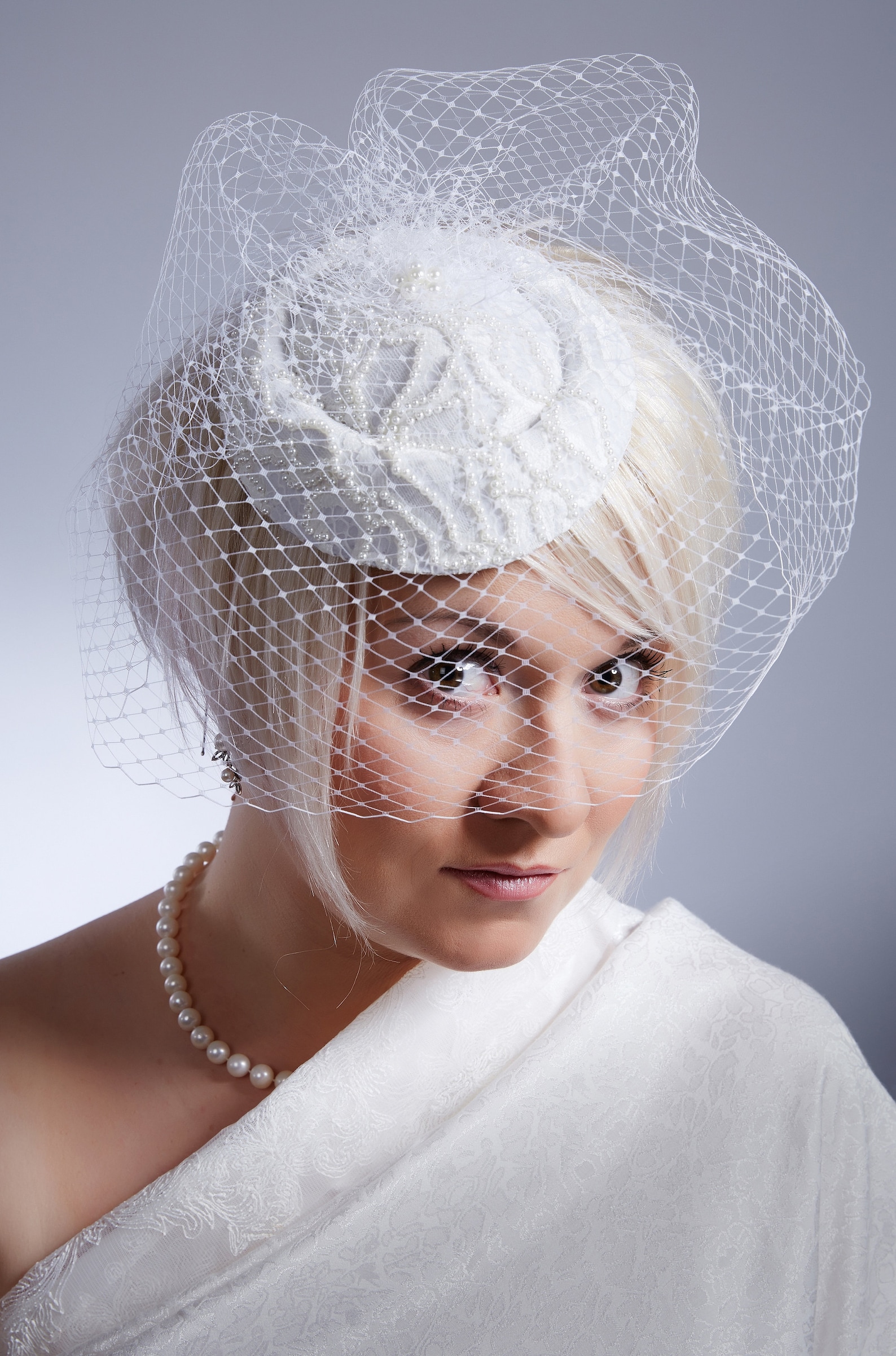 Wedding hat with veil VivianChurch fascinatorFormal hat for Etsy