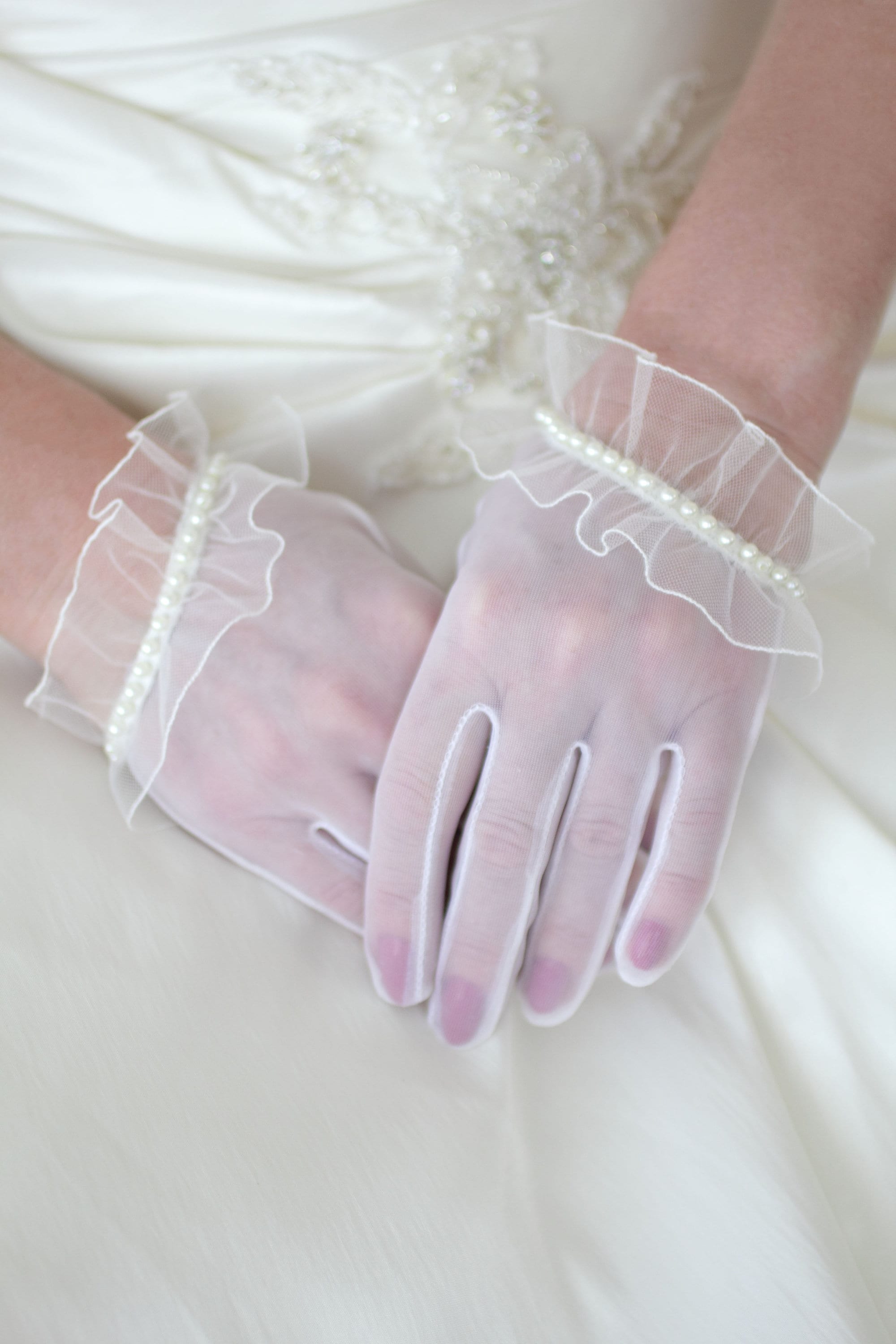 Bridal ivory gloves cream sheer gloves tulle short ivory Etsy