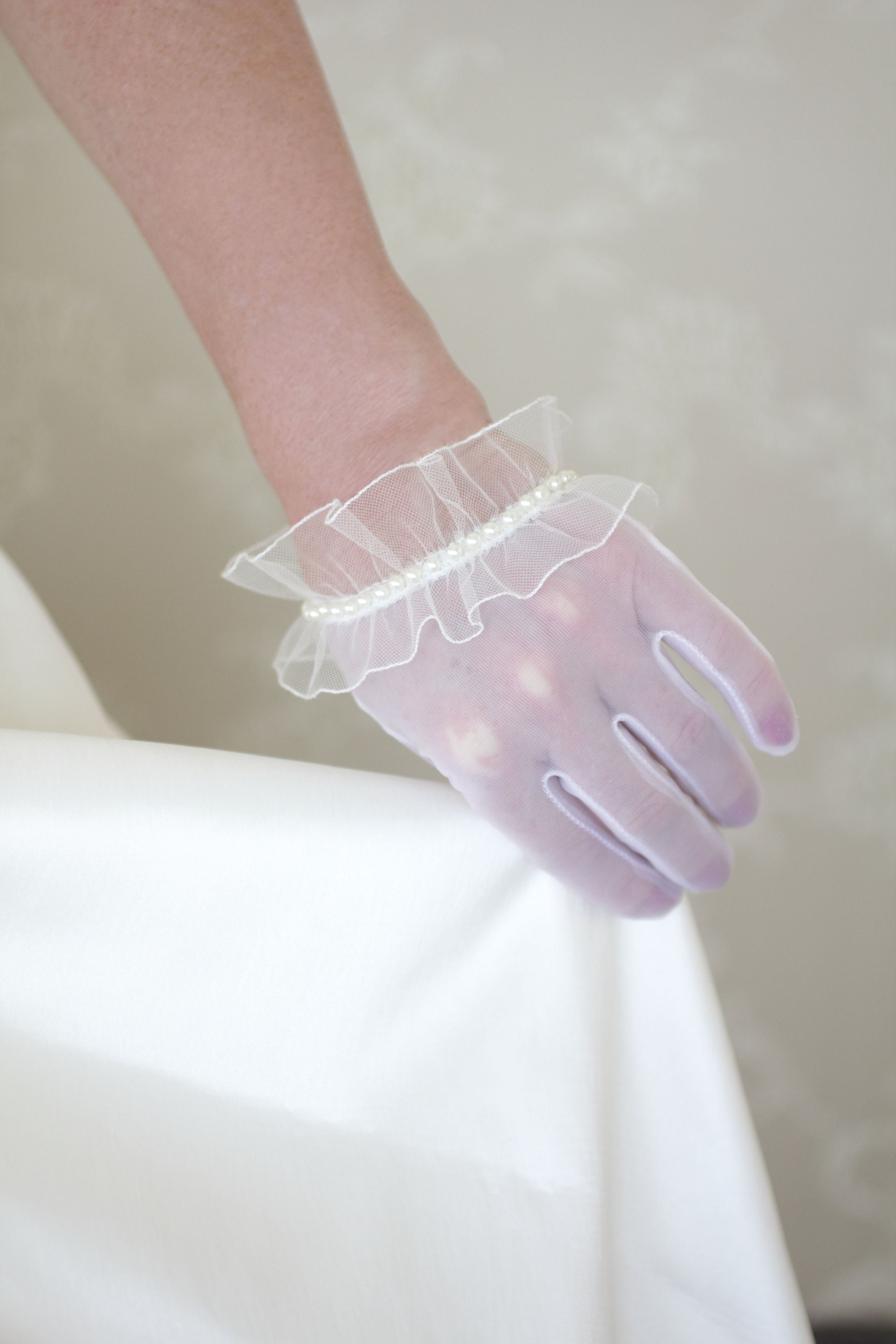 Bridal ivory gloves cream sheer gloves tulle short ivory Etsy
