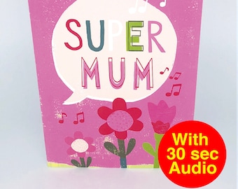 Recordable Audio Mother's Day Cards - Super Mum - AM2252 - With 30 second Audio
