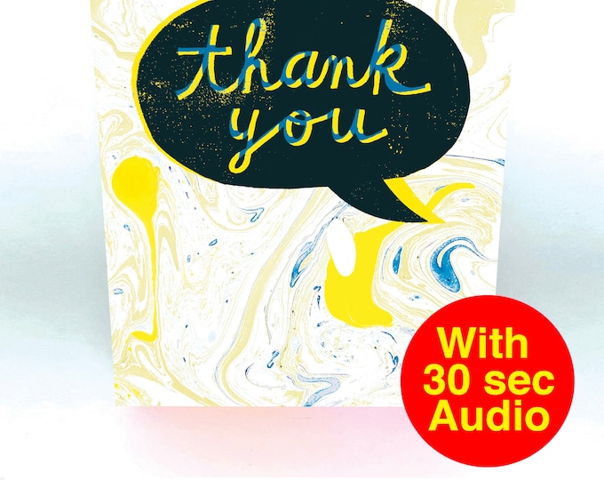 Recordable Audio Greeting Cards - Thank You Black - AS2222 - With 30 second Audio