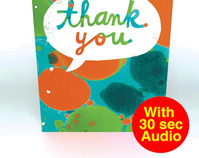 Recordable Audio Greeting Cards - Thank You Orange - With 30 second Audio