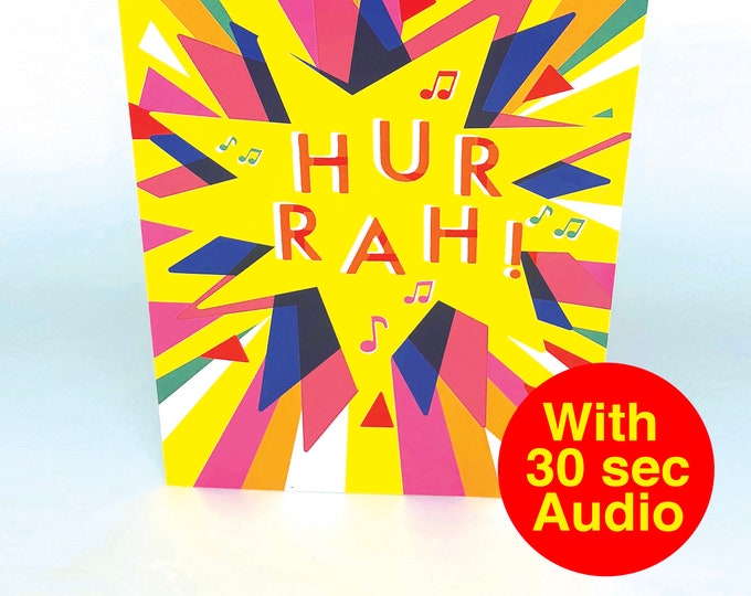 Recordable Audio Greeting Cards - Hurrah - With 30 second Audio