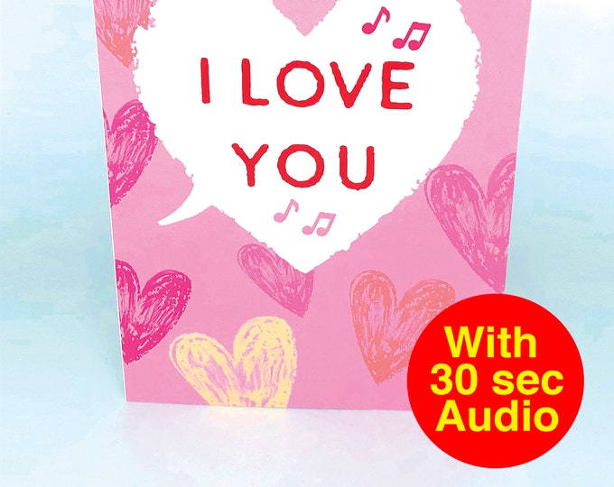 Recordable Audio Valentine Cards - I Love You Heart Speech - AL2239 - With 30 second Audio