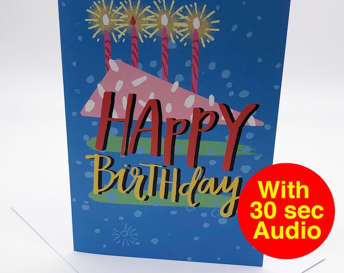 Recordable Audio Birthday Cards - Cake - AB2201 -  With 30 second Audio