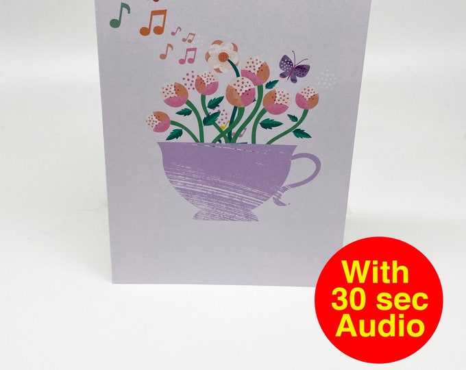 Recordable Audio Talkie Cards - Fancy Flower - With 30 second Audio