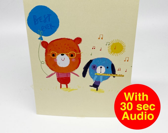 Recordable Audio Talkie Cards - Cutes Flute - With 30 second Audio