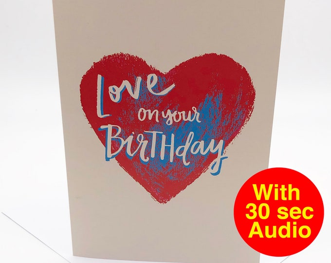 Recordable Audio Birthday Cards - Heart - With 30 second Audio