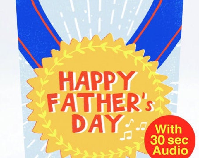 Recordable Audio Cards - Father's Day Medal - With 30 second Audio