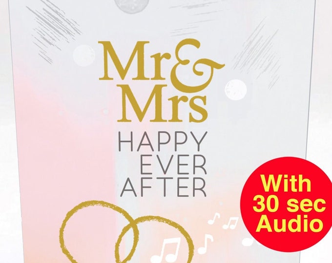 Recordable Audio Wedding Cards - Mr & Mrs - With 30 second Audio
