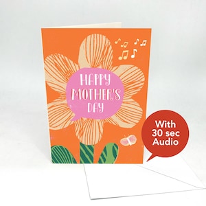 Biglietti d'auguri audio registrabili per la festa della mamma - Fiore per la festa della mamma - Con audio di 30 secondi