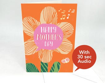 Recordable Audio Mother's Day Cards - Mother's Day Flower - With 30 Seconds Audio