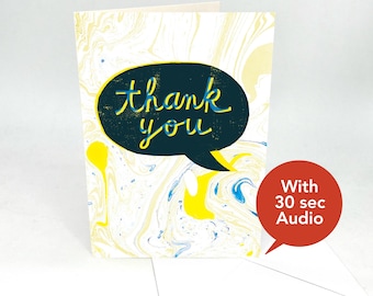Recordable Audio Greeting Cards - Thank You (Black) - With 30 Seconds Audio