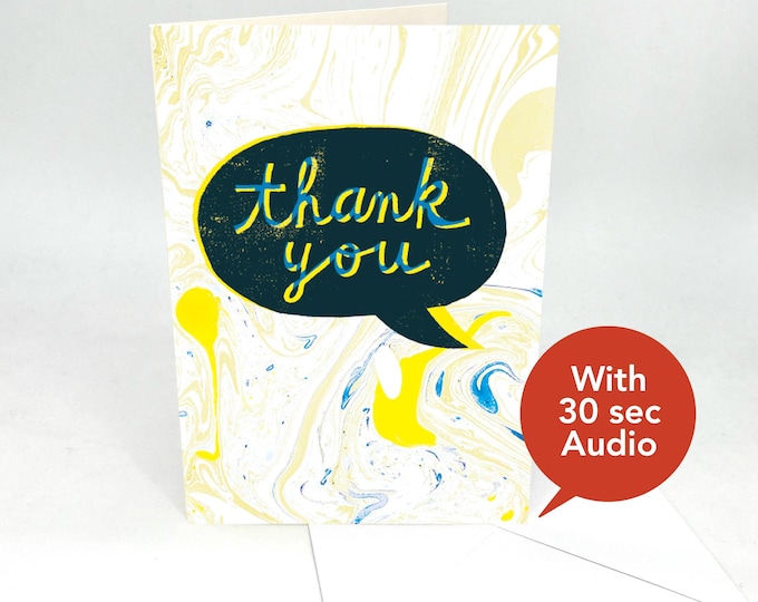 Recordable Audio Greeting Cards - Thank You (Black) - With 30 Seconds Audio