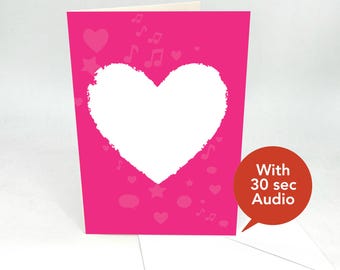 Recordable Audio Greeting Cards - Heart - With 30 Seconds Audio
