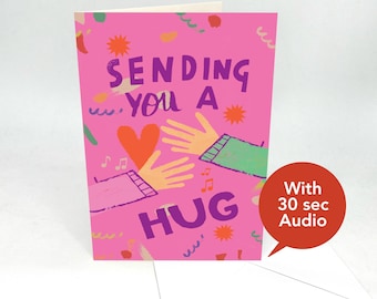Recordable Audio Sympathy & Thinking of You Cards - Send a Hug - With 30 Seconds Audio
