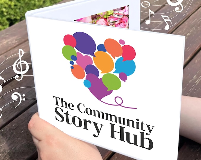 Community Story Hub Video Book | 7" Hard Cover Album Preloaded with Your Story
