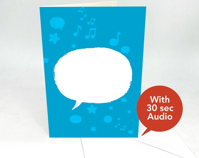 Recordable Audio Greeting Cards - Blue Speech - With 30 Seconds Audio