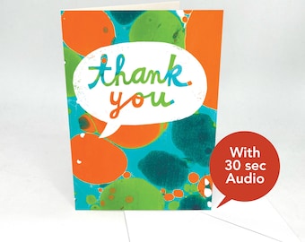 Recordable Audio Greeting Cards - Thank You (Orange) - With 30 Seconds Audio