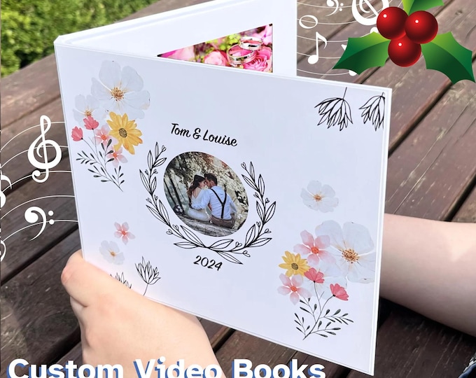 Personalized Christmas Video Book: Custom Printed Cover, 7" Hard Back, 4GB memory.