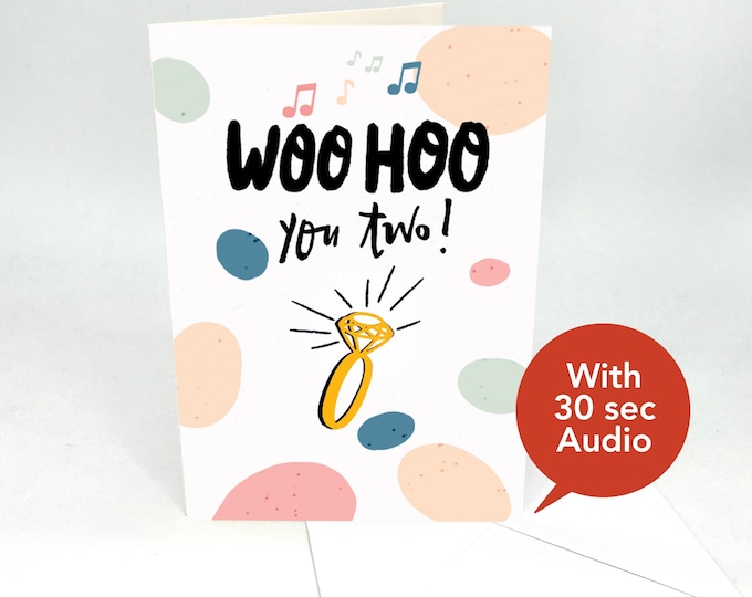 Recordable Audio Wedding Celebration Cards - Woo Hoo You Two - With 30 Seconds Audio