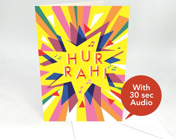Recordable Audio Congratulations Cards - Hurrah! - With 30 Seconds Audio