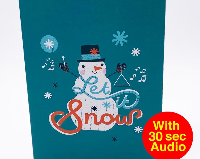 Recordable Audio Christmas Cards - Snowman Let - With 30 second Audio