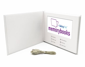 Personalised Video Memory Books  With Silver Foiled Title, 7" Video & Image Brochure, A5+ Hard Backed, Upload Your Own, 4gb memory