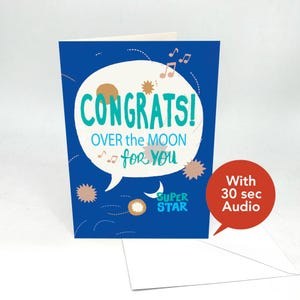 Beschreibbare Glückwunschkarten - Herzlichen Glückwunsch! Über dem Mond für Dich - Mit 30 Sekunden Audio