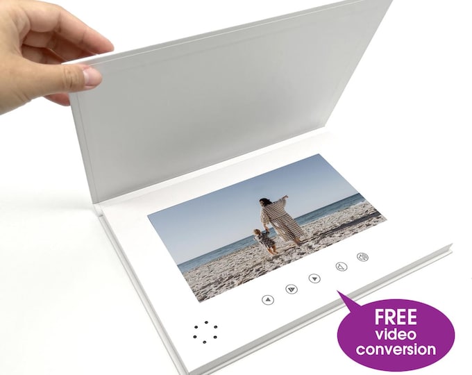 Recordable Video Brochure - 10" HD Screen - Blank or Custom Printed - Hard Back - 4gb (4 hour playtime)