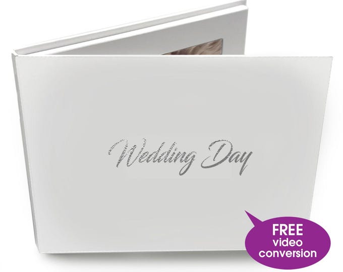 Wedding Day Unique Personalized 7" Hard Back Video Cards - Share Your Holiday Message - 4GB Memory. Upload Your Own Video.