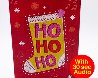 Recordable Audio Christmas Cards - Hohoho - With 30 second Audio