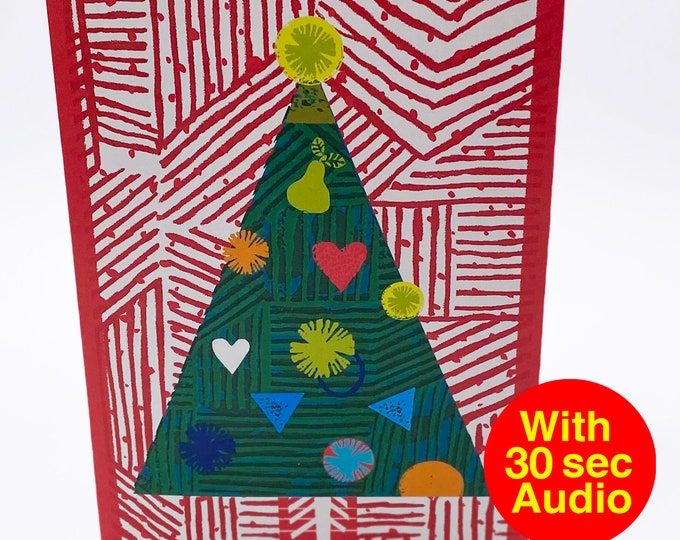 Recordable Audio Christmas Cards - Tree - With 30 second Audio